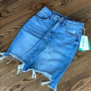 High Rise Distressed Denim Skirt - Size 6